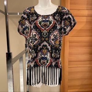 Design Lab floral top with fringe
